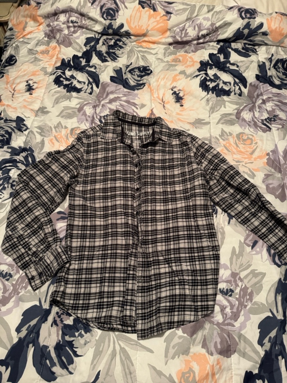 EUC Mossimo Supply Co. Black and Gray Plaid Button-Up